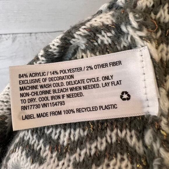 Knox Rose Sweater Womens Size XL Gray & White Aztec Geometric Poncho Cardigan - Picture 12 of 14